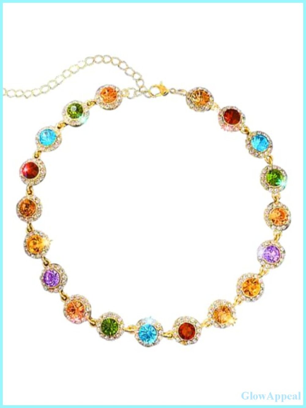 Crystal Rhinestone Choker Necklace Gold Tone Lobster Clasp